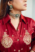 Regal Ruby Embroidery Shirt