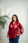 Regal Ruby Embroidery Shirt