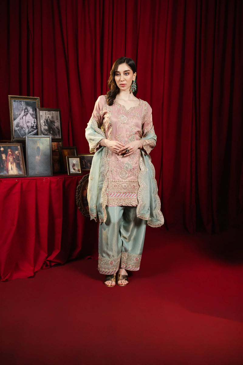 Heritage Rose Silk Kurta set with Dupatta