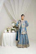 Sky Blue Embroidered Kurta Set with Dupatta
