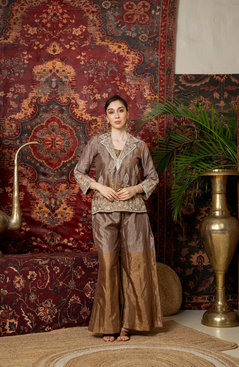 Serein Tissue Embroidered Jacket Set