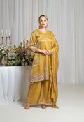 Meher Mustard Embroidered Kurta Set with Dupatta