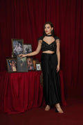 Midnight Black Embellished Draped Skirt with Dupatta
