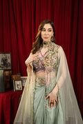 Sage Green Hand-Embellished Cape Set