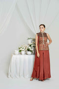 Rust Embroidered Jacket Set