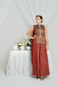 Rust Embroidered Jacket Set