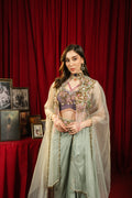 Sage Green Hand-Embellished Cape Set