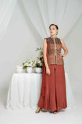 Rust Embroidered Jacket Set