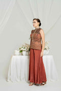 Rust Embroidered Jacket Set