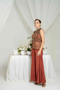 Rust Embroidered Jacket Set