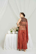 Rust Embroidered Jacket Set