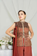 Rust Embroidered Jacket Set
