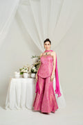 Blush Pink Brocade Kurta Set with Dupatta