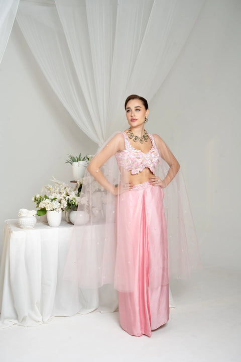 Blush Sequined Co-ord with Cape