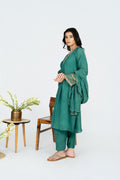 Panna Green Chanderi Kurta set with Dupatta