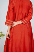 Surmayi saffron Chanderi Kurta Set