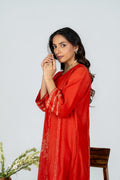 Surmayi saffron Chanderi Kurta Set