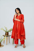 Surmayi saffron Chanderi Kurta Set With Dupatta