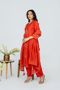 Surmayi saffron Chanderi Kurta Set With Dupatta
