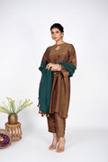 Zareen Bronze Kurta Set with Emerald Dupatta