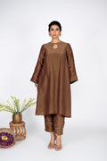 Zareen Bronze Kurta Set with Emerald Dupatta