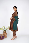 Zareen Bronze Kurta Set with Emerald Dupatta