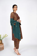 Zareen Bronze Kurta Set with Emerald Dupatta