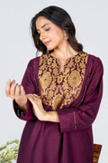 Burgundy Zari Panel Kurta Set