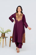 Burgundy Zari Panel Kurta Set