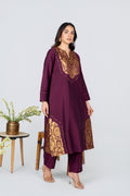 Burgundy Zari Panel Kurta Set