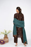 Saanjh Brown Kurta Set With Green Dupatta