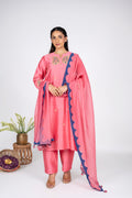 Rangrez pink Chanderi kurta set with Dupatta
