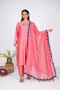 Rangrez pink Chanderi kurta set with Dupatta