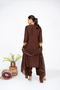 Mahveen Mocha kurta set with Dupatta