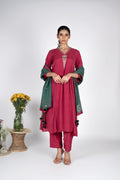 Shirin Pink Kurta set with Green dupatta