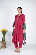 Shirin Pink Kurta set with Green dupatta