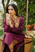 Burgundy Zari Panel Kurta Set