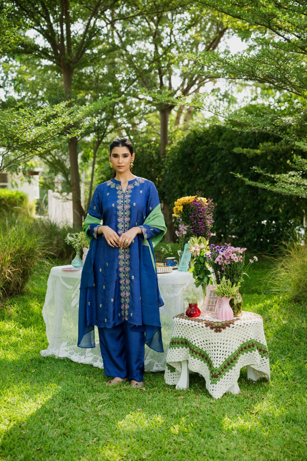 Salvia Purple Kurta set with Dupatta