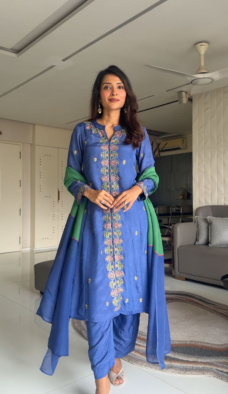 Salvia Purple Kurta set with Dupatta