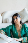 Panna Green Chanderi Kurta set with Dupatta