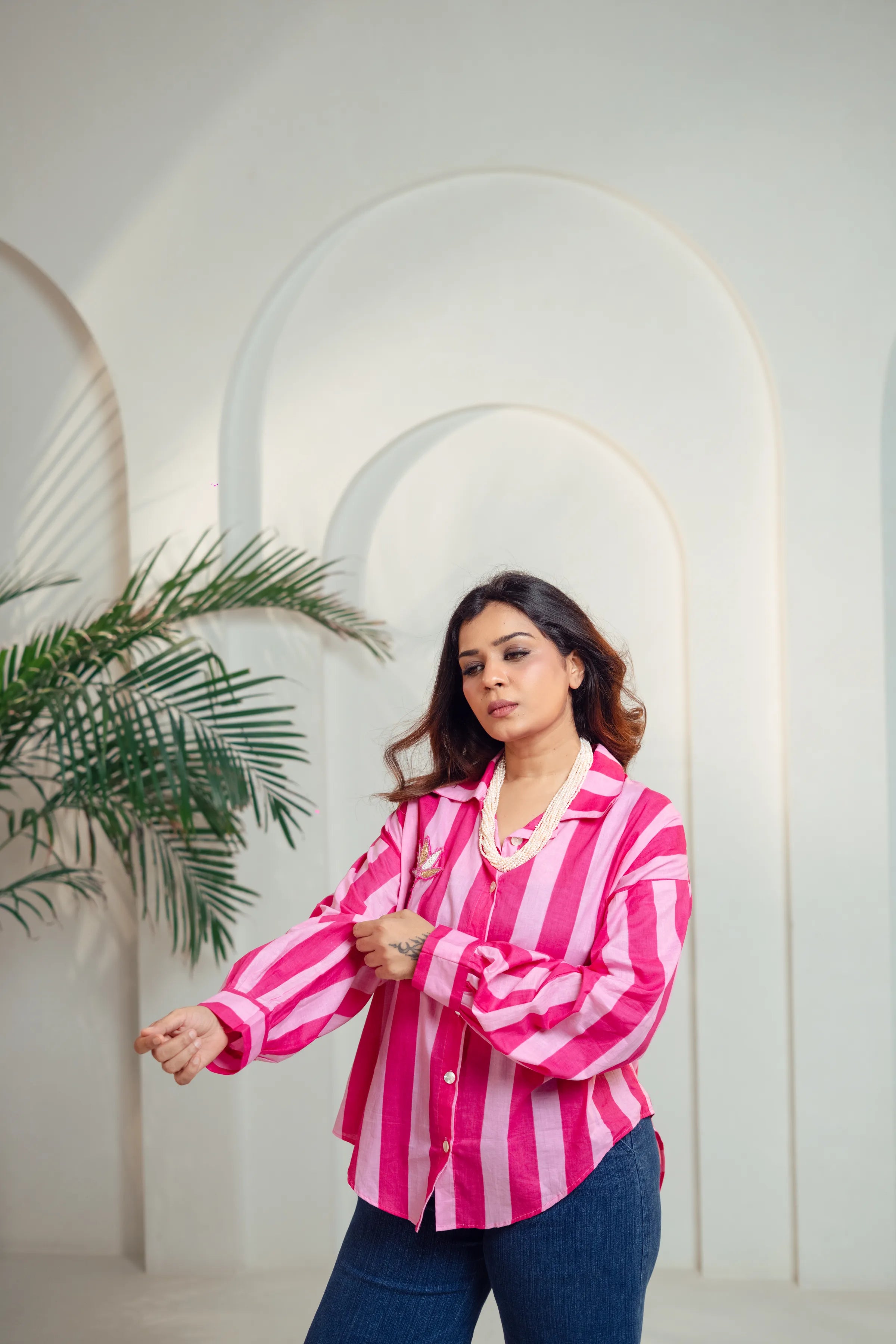Candy Pink Stripe Cotton Shirt