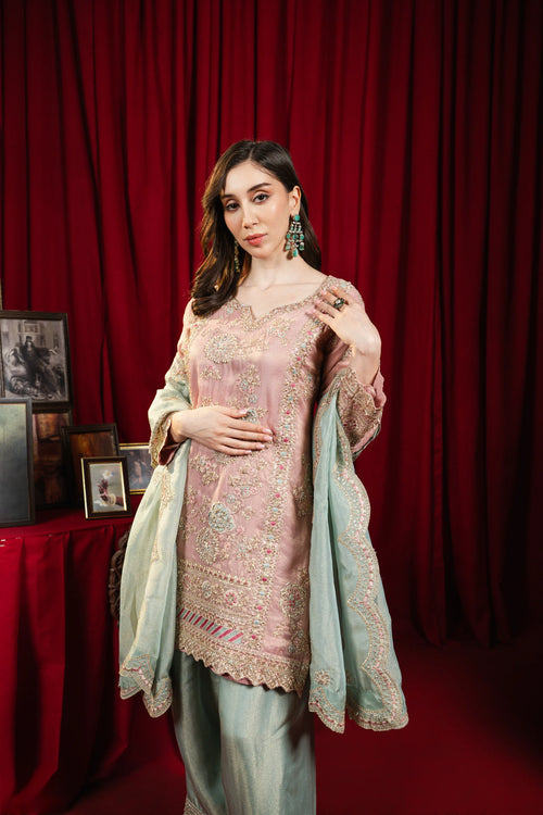 Heritage Rose Silk Kurta set with Dupatta